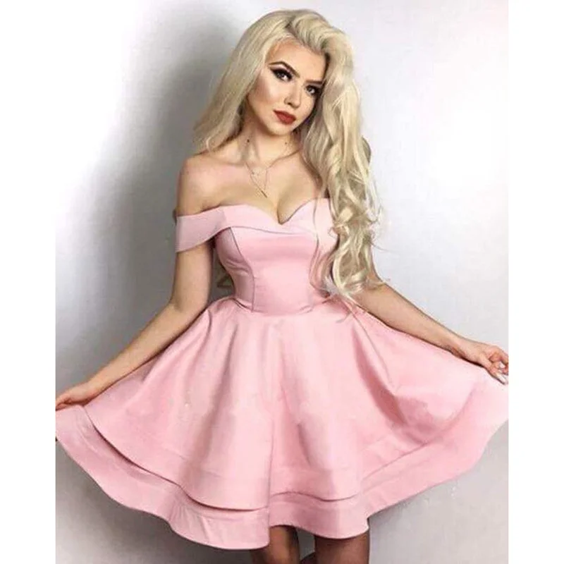 Top Deals Sweet A Line Pink Short Homecoming Dress Girls Semi Formal Gown 8th Grade Jr Prom Gown