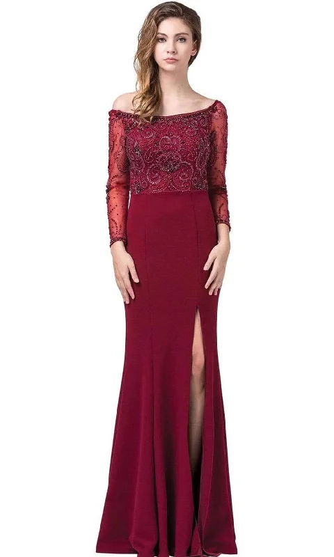 Casual and Comfortable Outfits Dancing Queen - 2672 Embellished Long Sleeve Bateau Sheath Gown