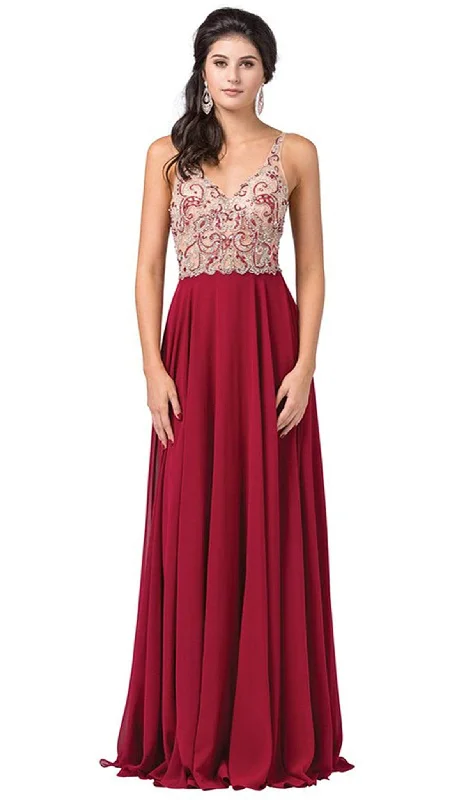 Seasonal Picks Dancing Queen - 2513 Beaded Embellished Illusion Bodice Chiffon Gown