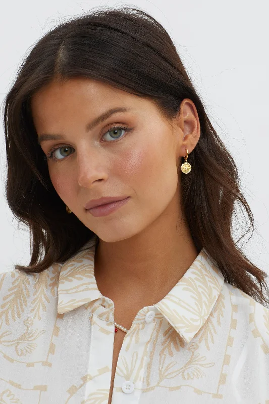 Unleash Your Style Inca Coin Dangle Earrings Gold