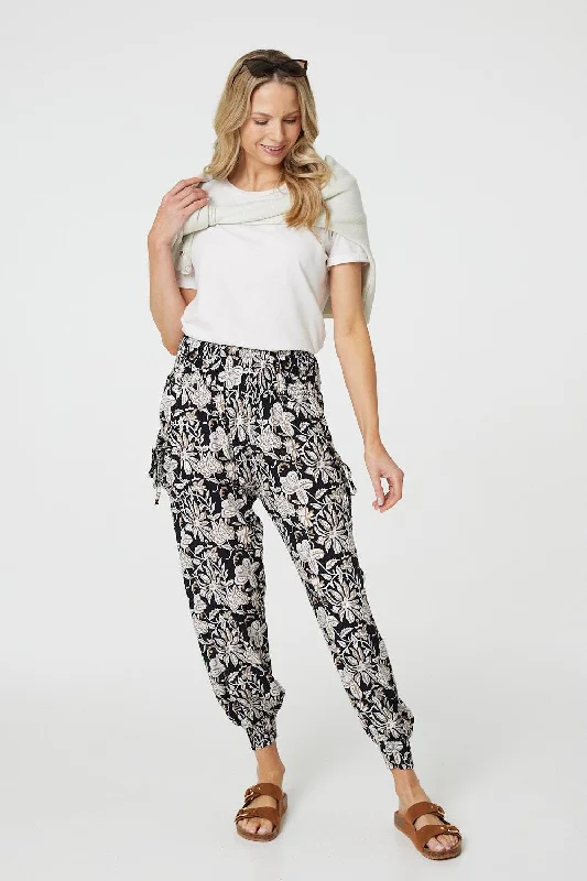 Trendy Attire For Her Floral Print Relaxed Harem Pants