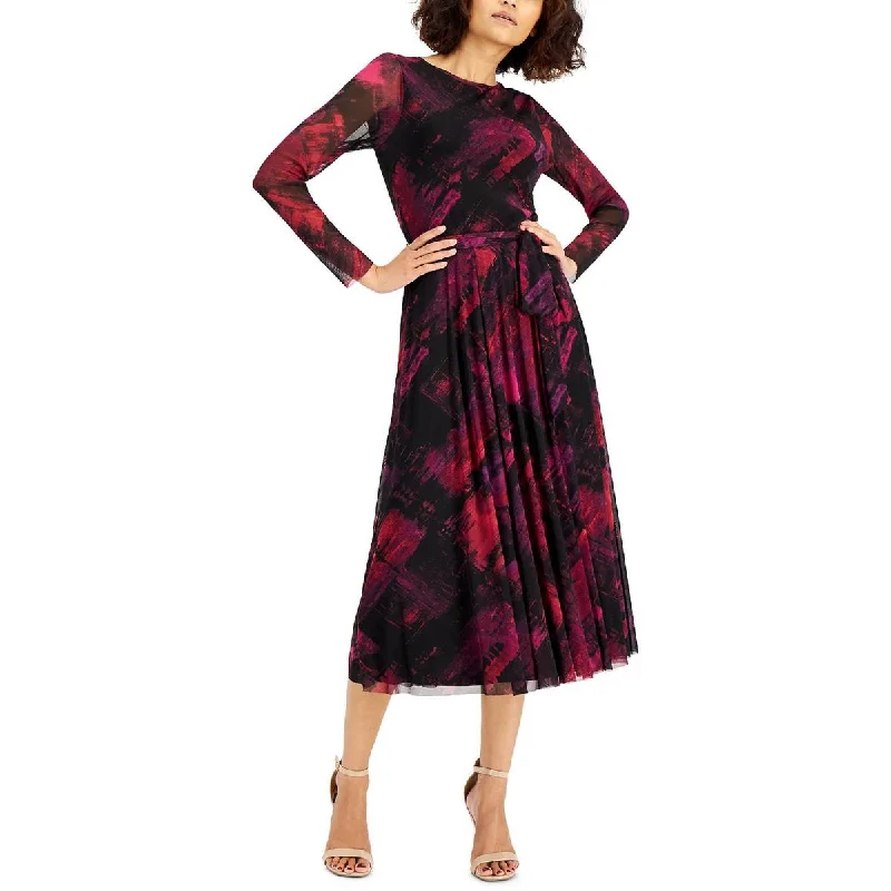 Trendy Threads Anne Klein Womens Printed Calf Midi Dress