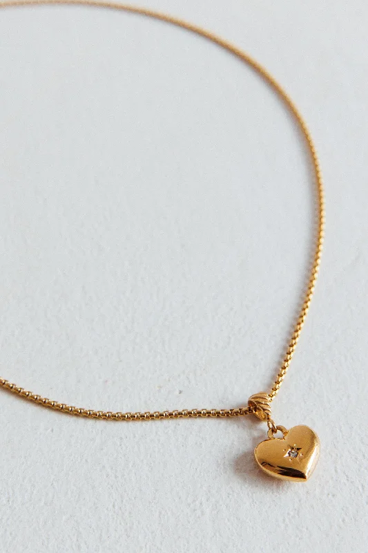 Discover Now Cora Puffed Heart Pendant Necklace Gold