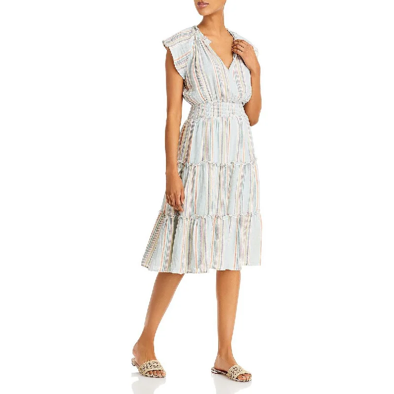 The Epitome Of Modern Women's Fashion Rails Womens Amellia Linen Blend Striped Midi Dress