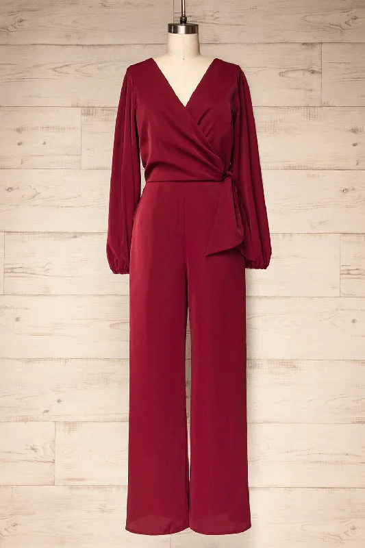 Unbeatable Prices Nantwich Burgundy | Silky Long-Sleeved Jumpsuit