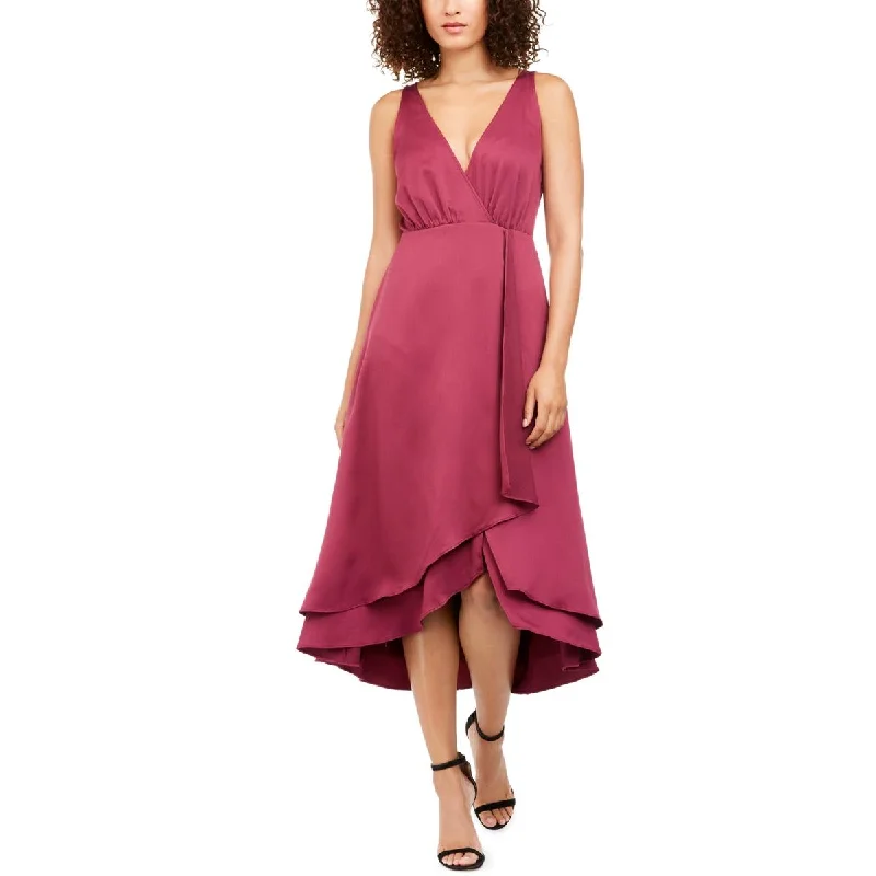 Comfortable Chic French Connection Womens Alessia V Neck Layered Hem Midi Dress