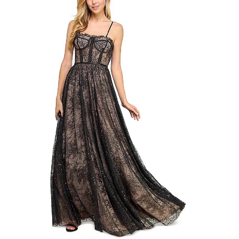 Flash Sales TLC Say Yes To The Prom Womens Juniors Sequined Lace Maxi Dress