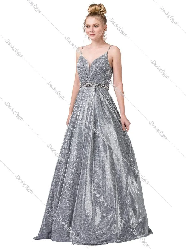 Workwear Fashion for Women Dancing Queen - 2613 Pleated Bodice Metallic A-Line Gown