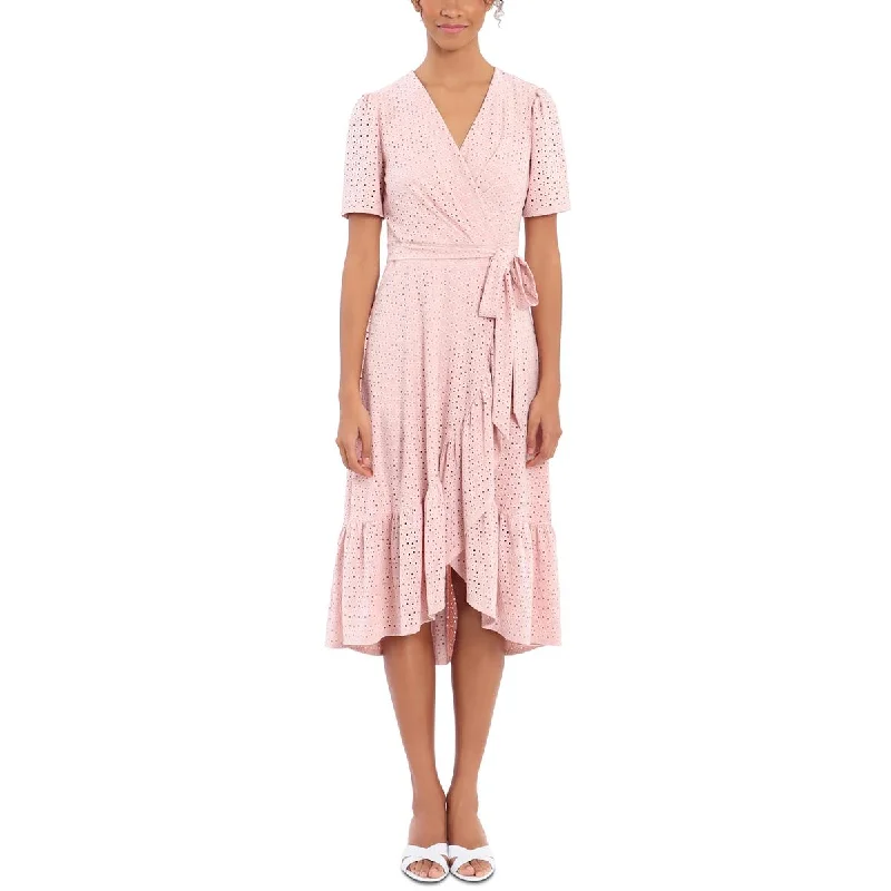 High Street Women’s Fashion for Trendy Shoppers London Times Womens Ruffled Surplice Midi Dress