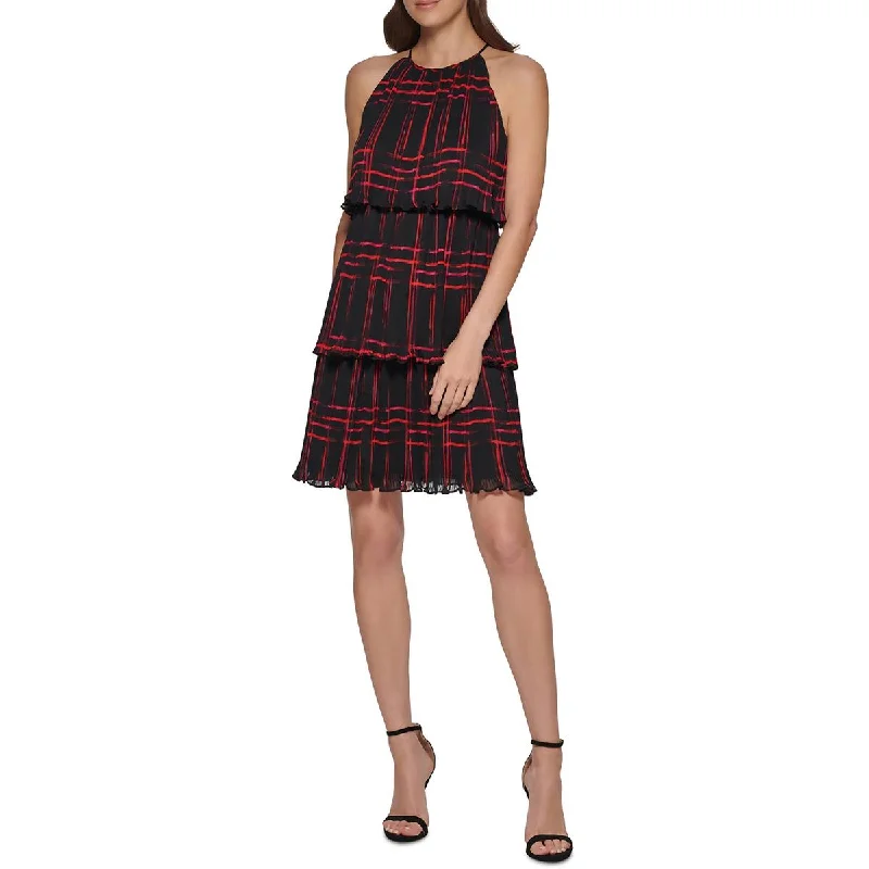 Clothing Sales DKNY Womens Printed Ruffle Midi Dress