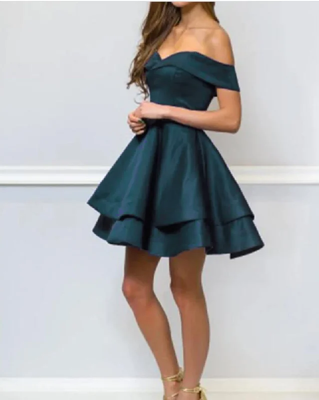 Top 10 Women's Online Clothing Stores Teal Color Cute Junior Girls Short Homecoming Dress Off Shoulder Party Prom Gown PL05051