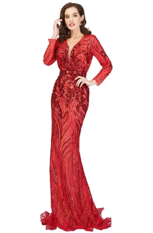 Flash Discount Cecilia Couture - 1865 Sequined Plunging V-Neck Evening Gown