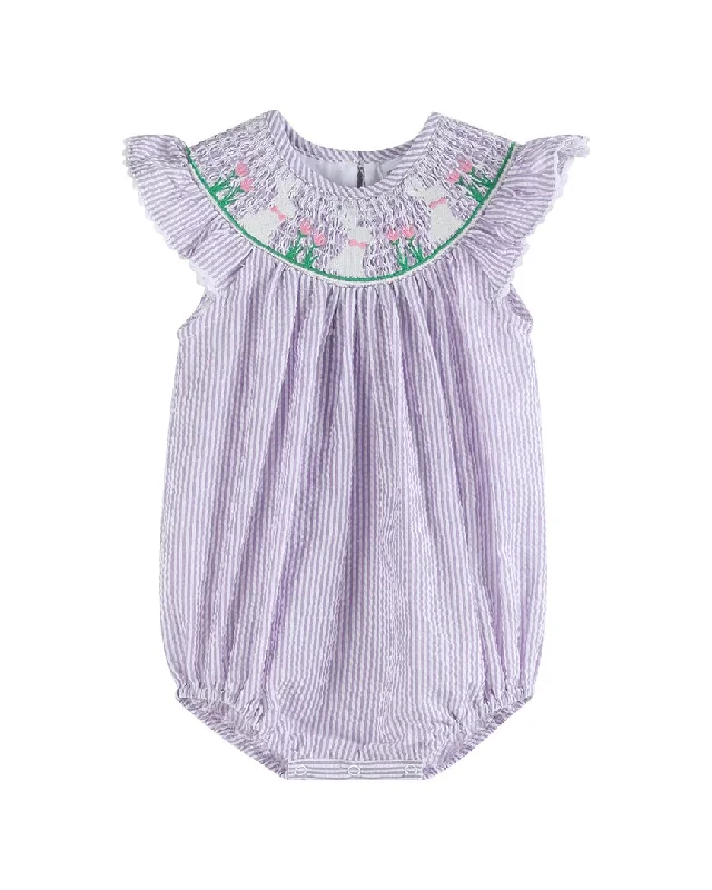 Festival Fashion Lil Cactus Seersucker Bunny Smocked Romper