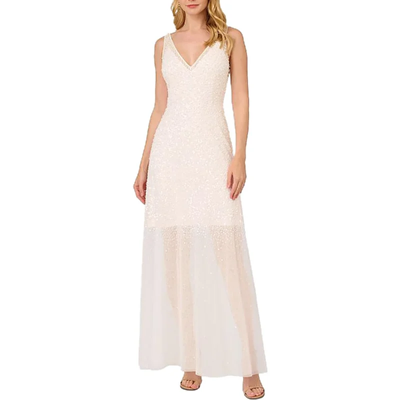 Unique Women’s Fashion Pieces Adrianna Papell Womens Embellished V Neck Maxi Dress