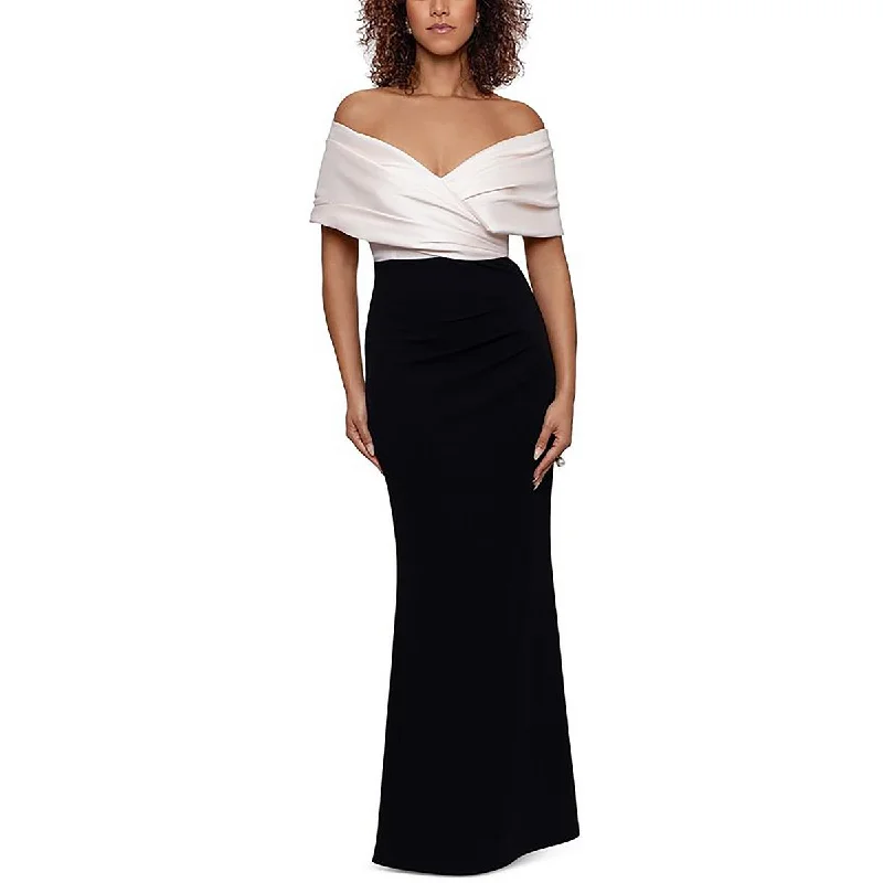 Luxury Women’s Clothing Betsy & Adam Womens Petites Off The Shoulder Zipper Maxi Dress