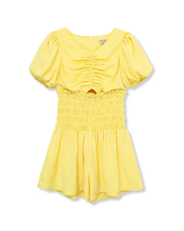 Women Wear Boutique Habitual Smocked Puff Sleeve Romper