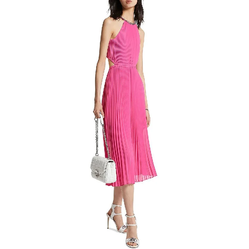 Season Offer MICHAEL Michael Kors Womens Chiffon Cut-Out Midi Dress