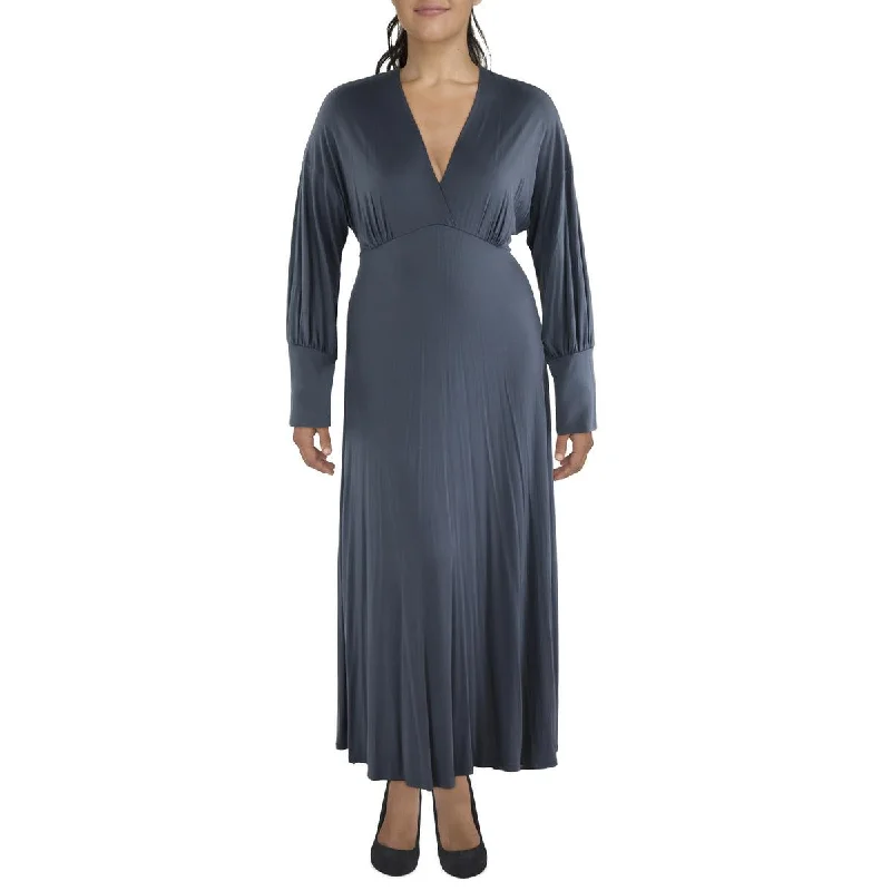 Seasonal Picks 24seven Comfort Apparel Womens Plus Knit Long Sleeves Maxi Dress