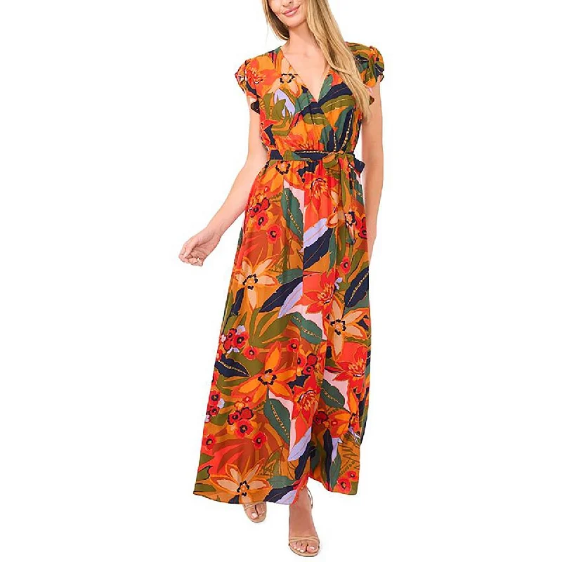 Style Breakthroughs CeCe Womens Printed Wrap Front Maxi Dress