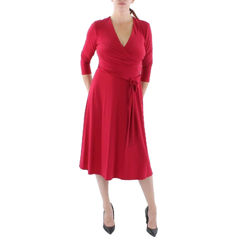 Attire Sale Lauren Ralph Lauren Womens Surplice Matte Jersey Midi Dress