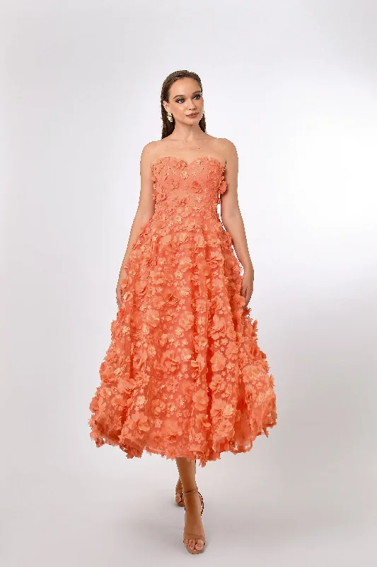 Stylish Looks Savanna Strapless Floral Midi