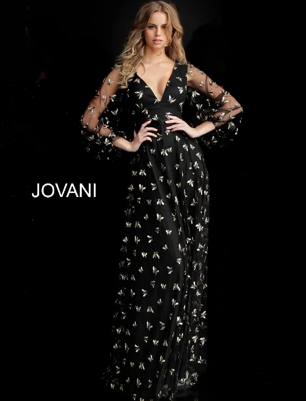 Trendy Women’s Fashion Jovani 63582 Long Sleeve Formal Evening Prom Dress