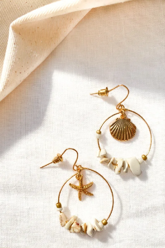 Versatile Style Wardrobe Sirena Gold & Shell Hook Earrings