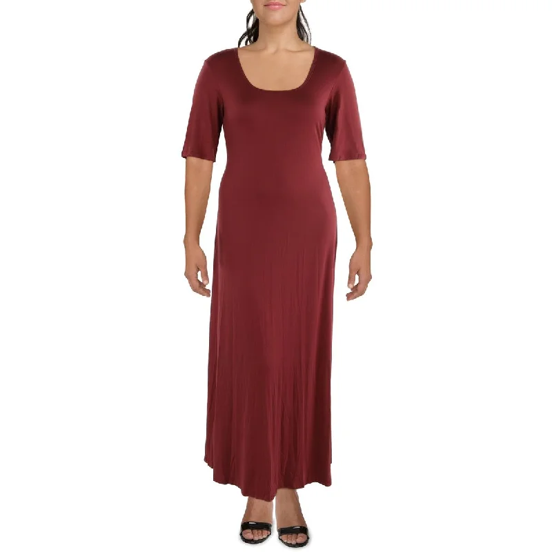 Trend Setting Threads 24seven Comfort Apparel Womens Plus Full Length Short Sleeve Maxi Dress