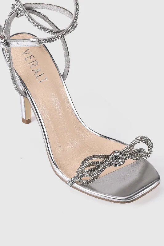 Special Offer For You VERALi Ottawa Diamante High Heels Silver Metallic Smooth