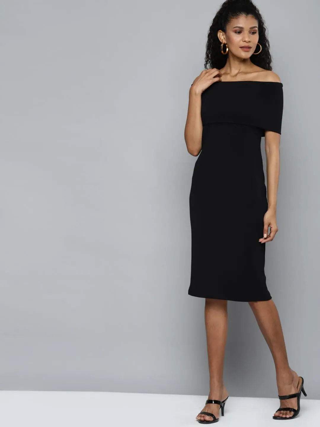 Casual Style for Busy Women Black Bardot Midi Dress