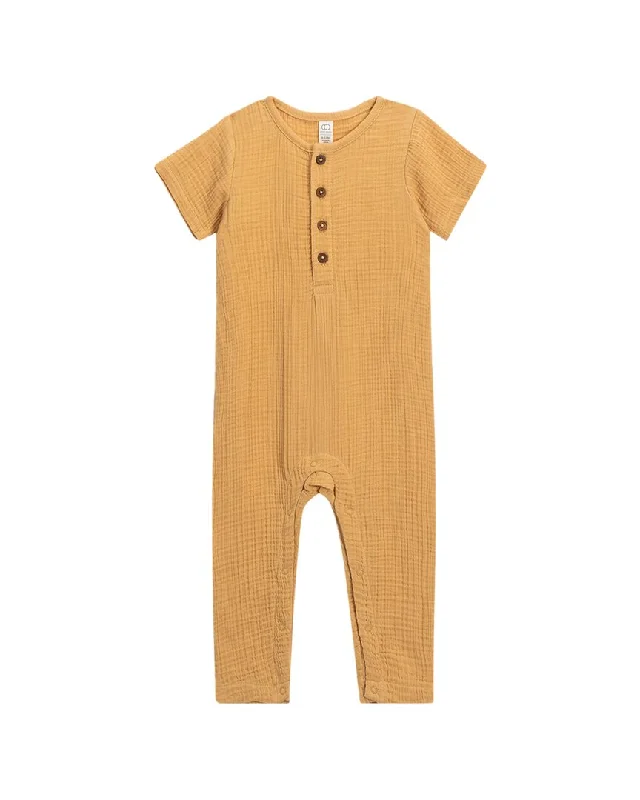 End of Season Sale Colored Organics Myles Muslin Henley Romper