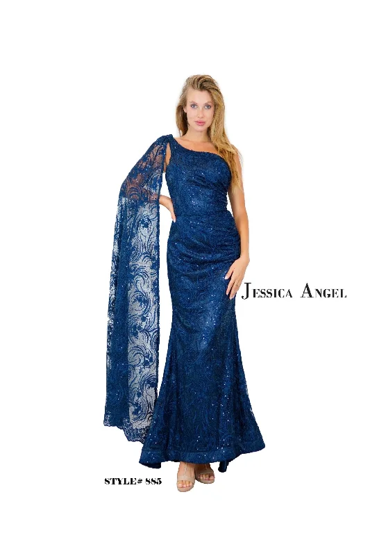 The Latest Fashion Trends Jessica Angel Long Formal One Shoulder Lace Gown 885