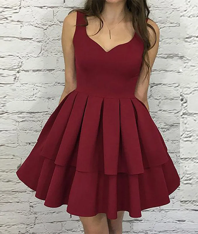 Casual Chic for Women Women Sweetheart Homecoming Dresses Mini Girls Burgundy Cocktail Party Gowns YHD322