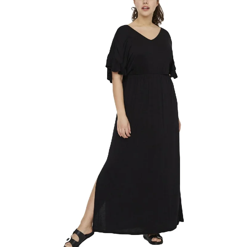 New Season Fashion Preview Vero Moda Womens Plus Curve Side Slit V Neck Maxi Dress