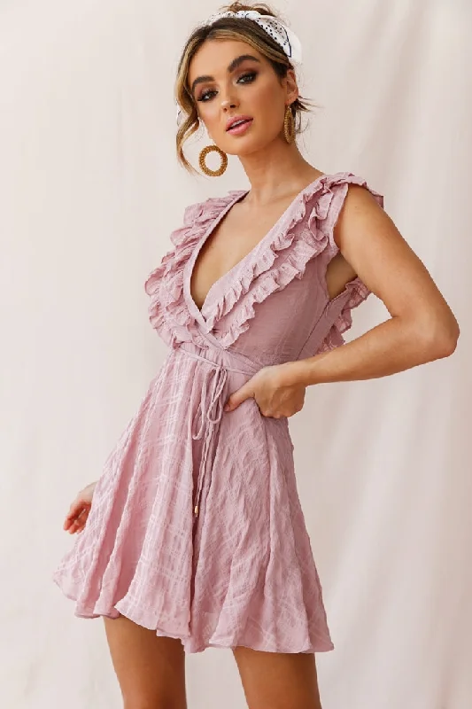 Chic Trends Unveiled Asher Layered Frill Neckline Mini Dress Blush