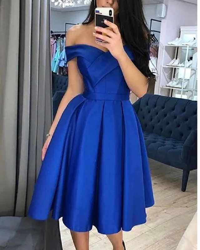 Cheap Women's Clothing Online Cute Royal Blue/Yellow/Red  off Shoulder  Short Prom Dress Juniro Girls Graduation Cocktail Outfits SP11151