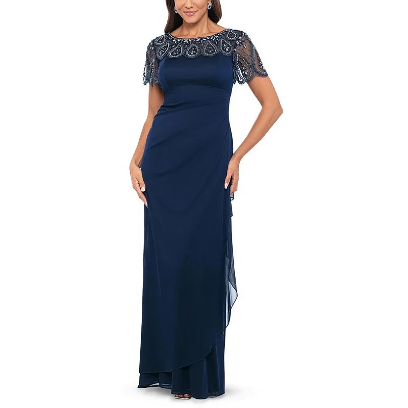 Workwear Fashion for Women Xscape Womens Sheer Beaded Maxi Dress