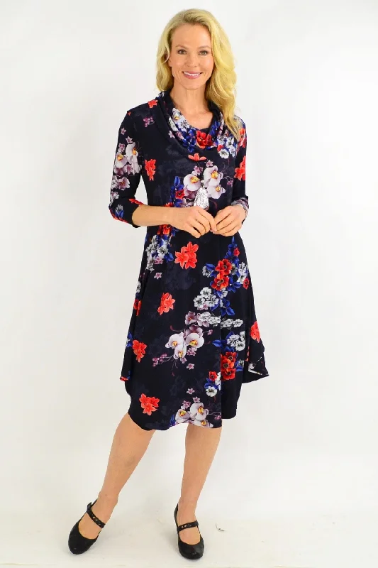 Women’s Clothing for Every Season and Trend Floral Cowl Neck Tunic Dress by Cordelia St