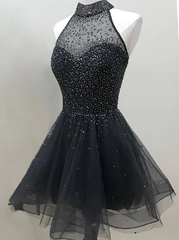 Don't Miss Out Women Beaded Prom Dresses Short Cocktail Gowns Girls Halter Homecoming Dresses Short Graduation Dress YHD277