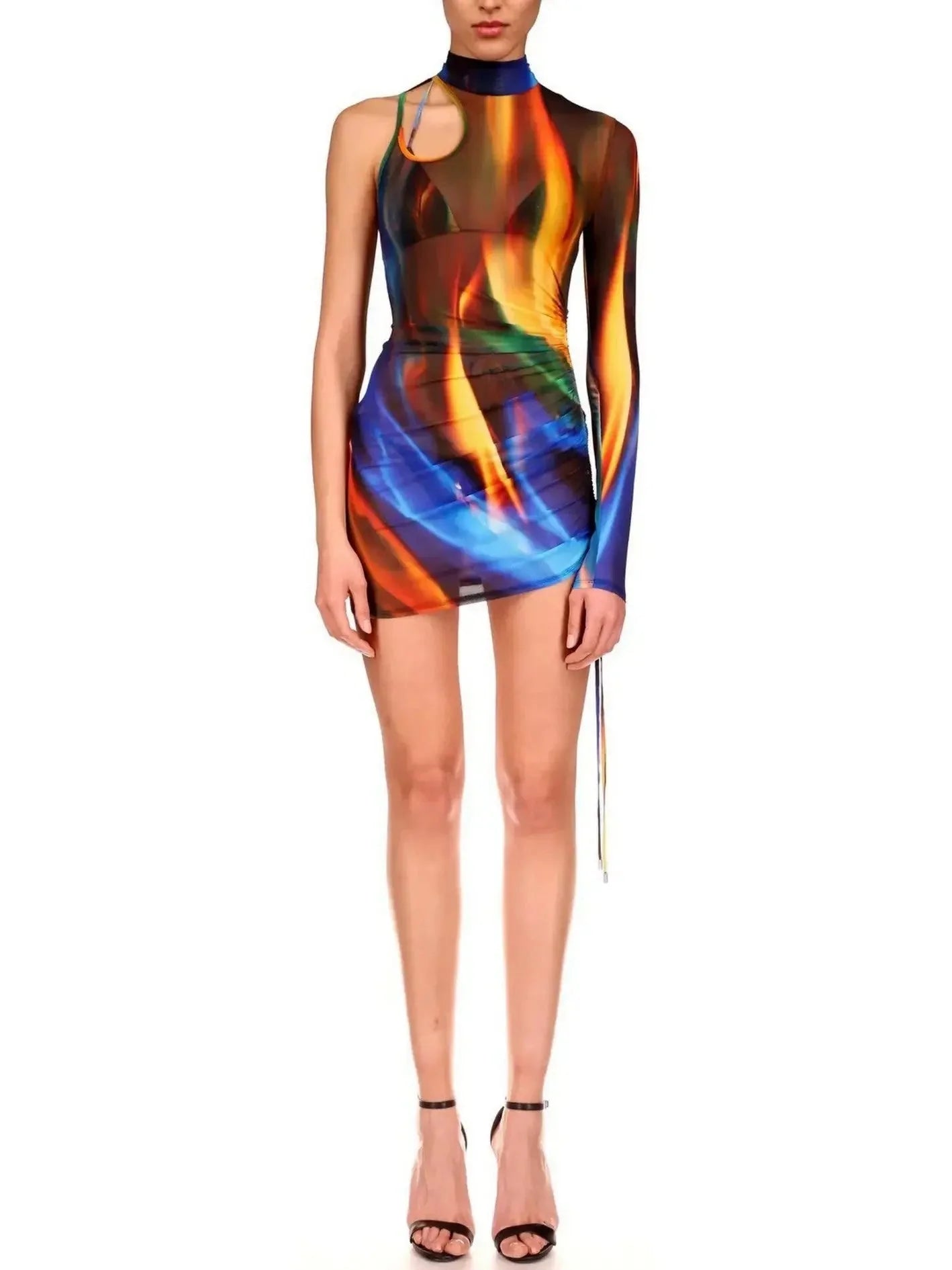 Catch Every Fashion Trend Sheer Print Mini Dress