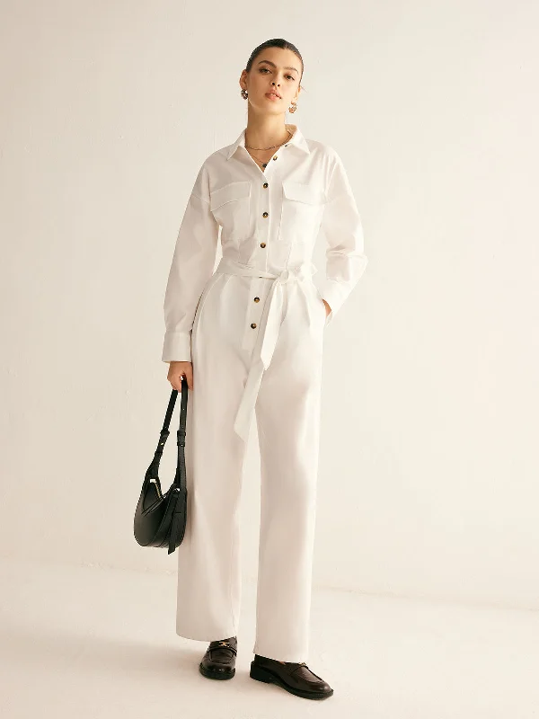 Effortless Chic for Women Minimalist Button Polo Jumpsuit With Belt