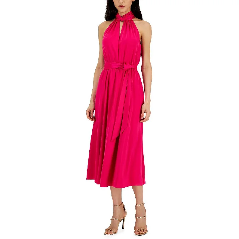 Trendy Women's Collection Anne Klein Womens Cut-Out Ruched Midi Dress