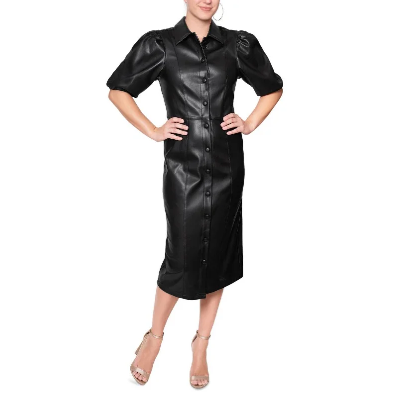 Trendy Street Style Attire Rachel Rachel Roy Womens Faux Leather Midi Dress