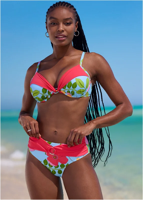 Bold Fashion Draped Ring Bikini Top - Soft Meadow