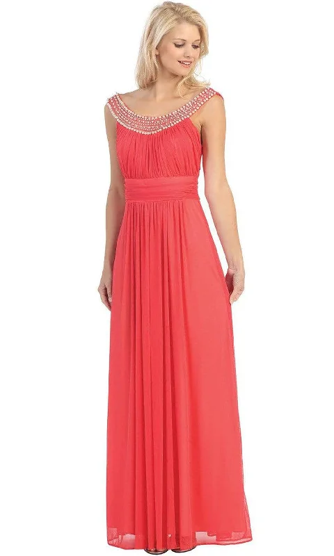 Style Breakthroughs Eureka Fashion - 2027 Pearl Embroidered Neckline Chiffon A-Line Gown