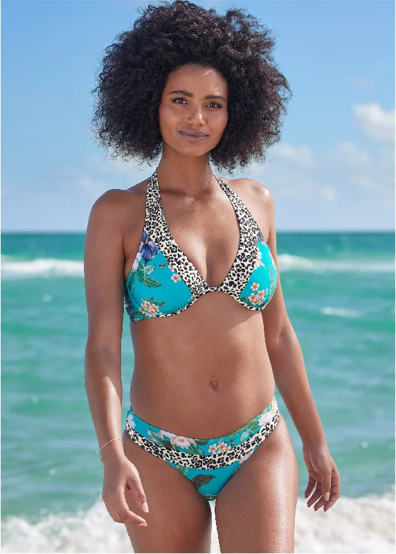 Sophisticated Style Belize Underwire Halter Top - Water Garden