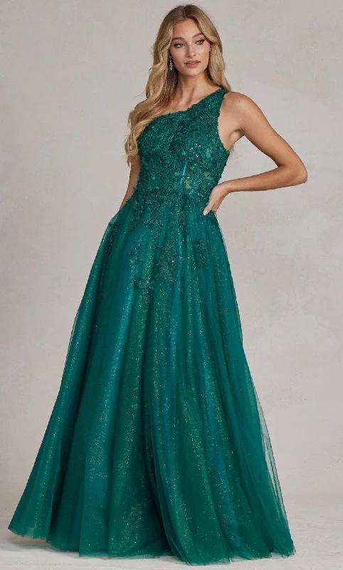 Trend Driven Wardrobe Nox Anabel T1143 - Lace Appliqued A-Line Prom Gown