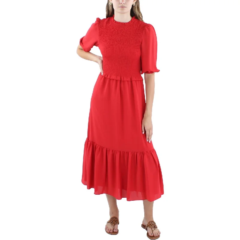 Special Offers Nanette Nanette Lepore Womens Laurel Leaf Ruffled Smocked Midi Dress