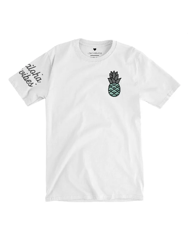 High-End Women’s Apparel Teal Pineapple Logo Tee - White