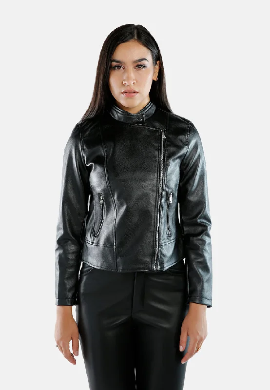 Sophisticated Style Faux Leather Biker Jacket